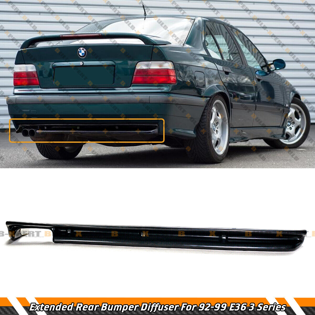 M3 STYLE UNPAINTED BLACK ADD-ON REAR BUMPER DIFFUSER FOR 92-99 BMW E36 3 SERIES