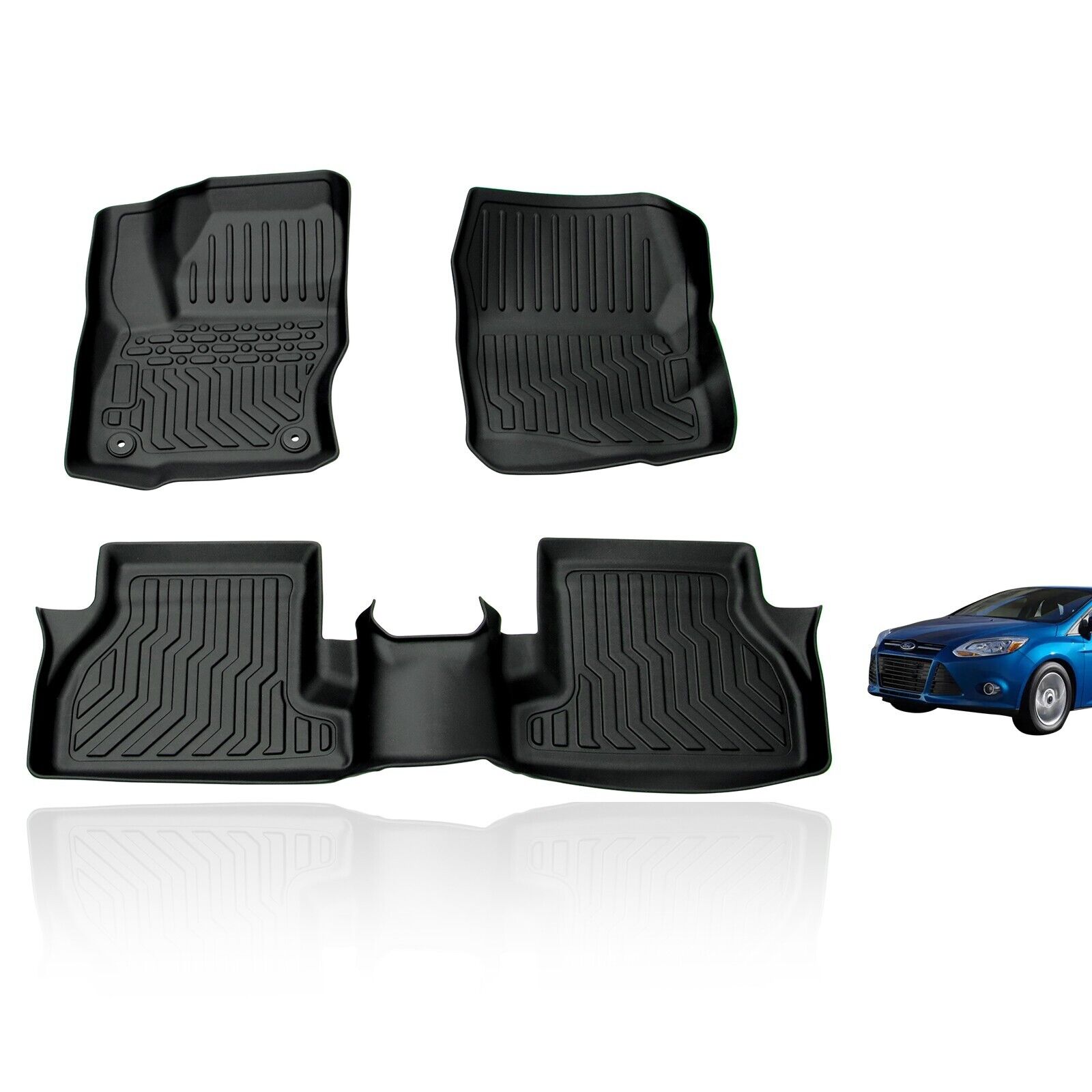 3D All Weather TPE Floor Mats Fit 2012 13 14 15 16 17 2018 Ford Focus Odorless