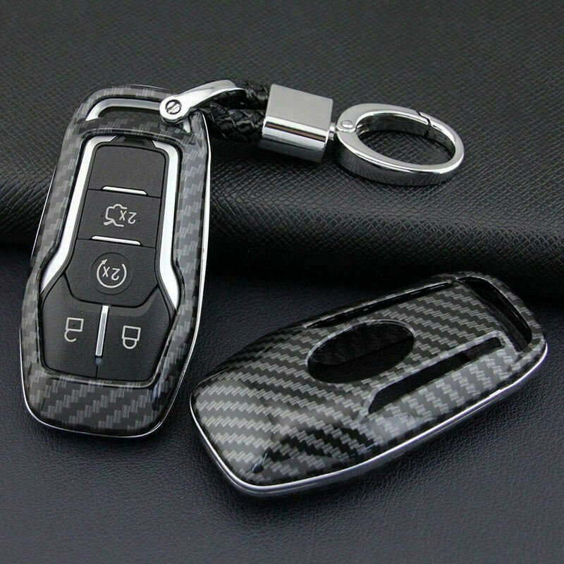 Carbon Fiber Hard Smart Key Cover For Ford Lincoln Accessories Chain Case Holder
