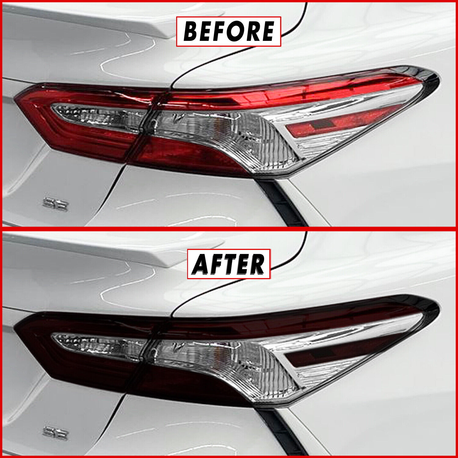 FOR 18-24 Toyota Camry Tail Light Cutout & Reflector SMOKE Vinyl Tint Overlays