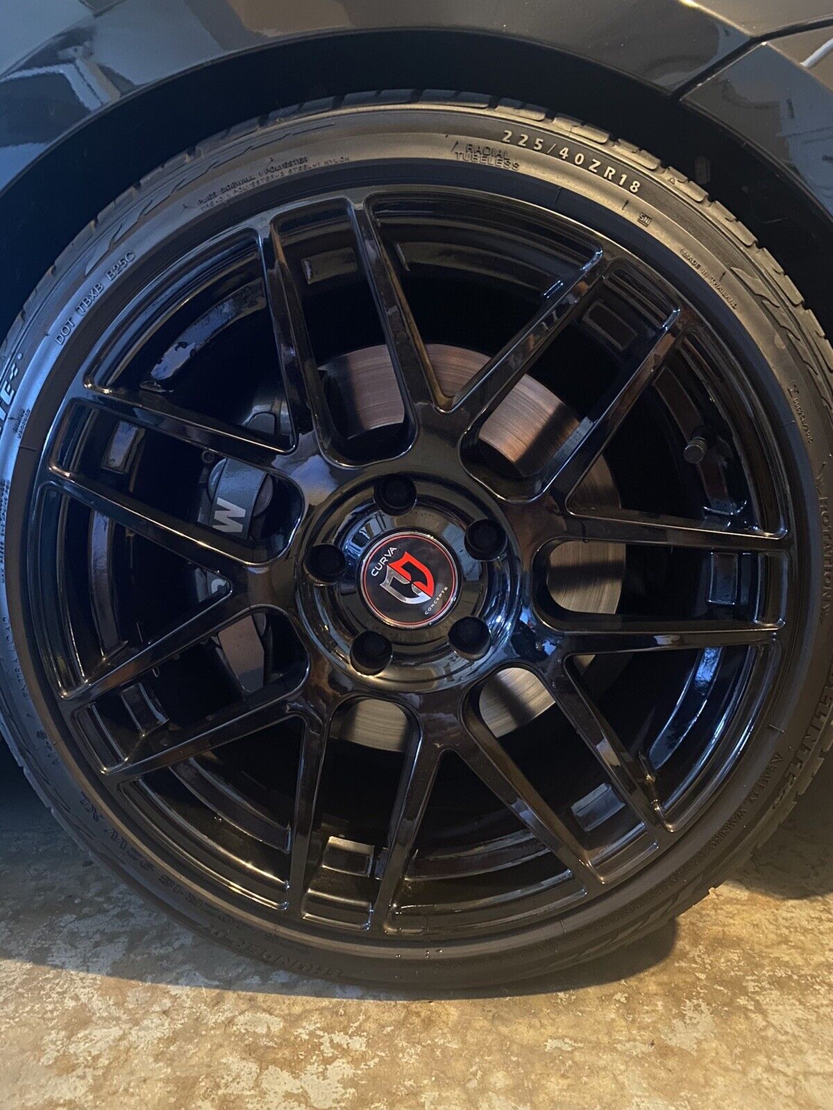 Set Of Four 18x8.5 Curva Concepts C300 Gloss black Wheel 5x110 Rims And Tires