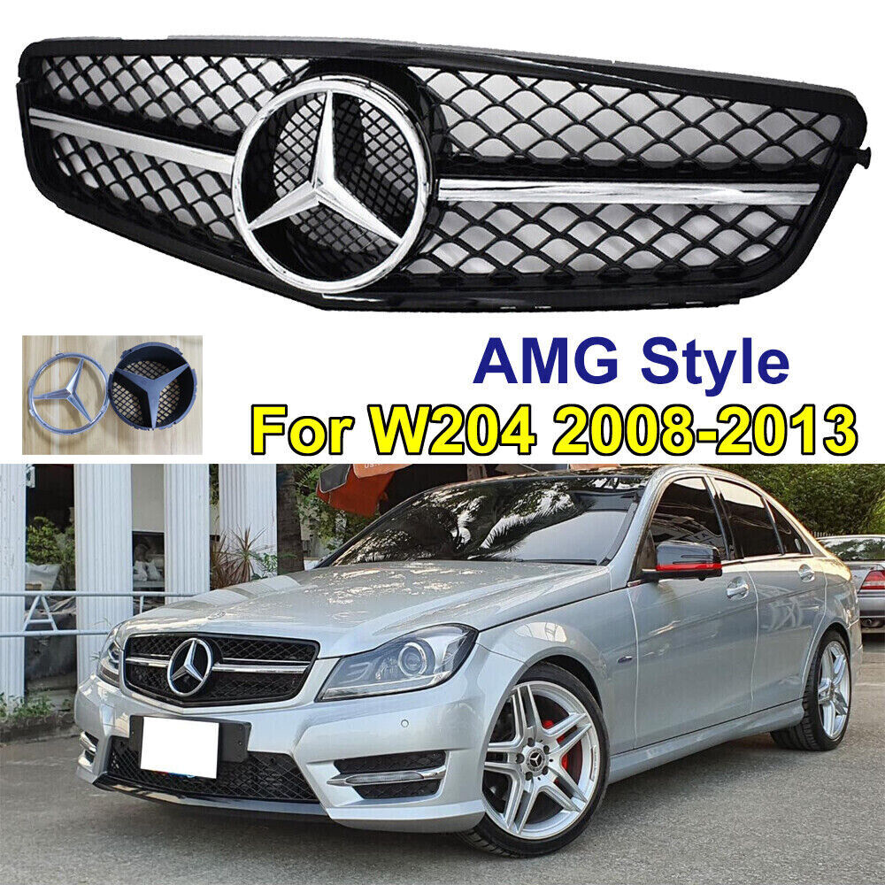 Grill W/Star For Mercedes Benz W204 C250 C300 C350 08-13 Chrome Grille AMG Style