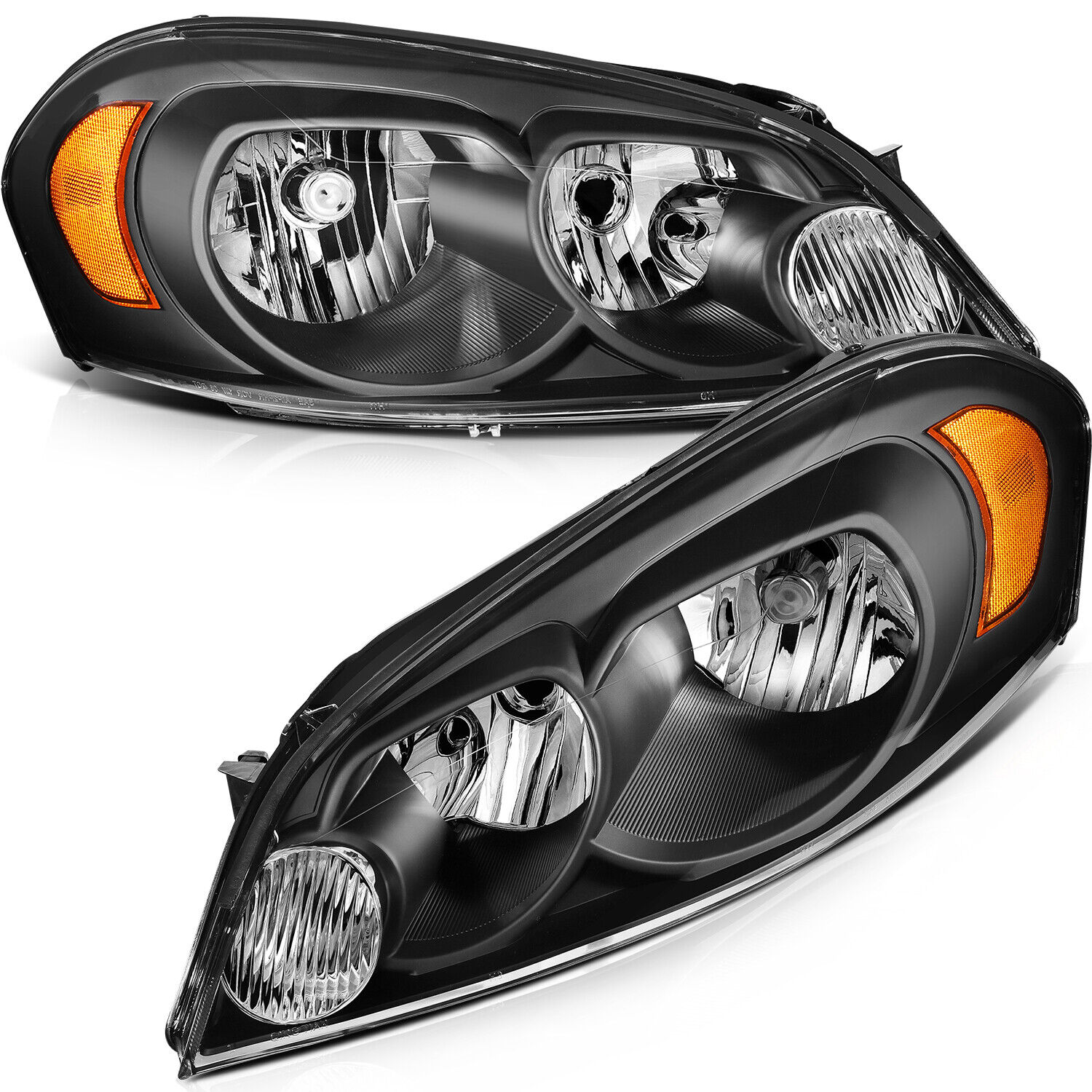 Headlights Assembly For Chevrolet Impala 2006-2013 Black Housing Pair Headlamps