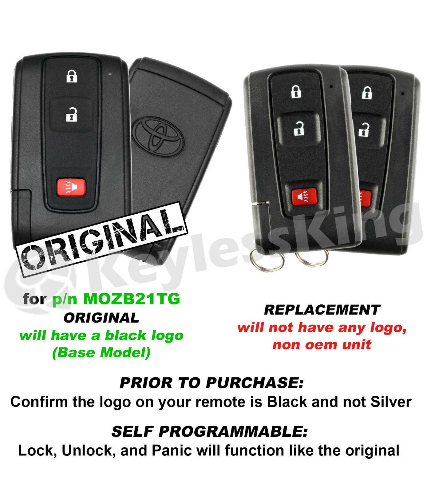 2 Replacement Remote Key Fob for 2004 2005 2006 2007 2008 2009 Toyota Prius