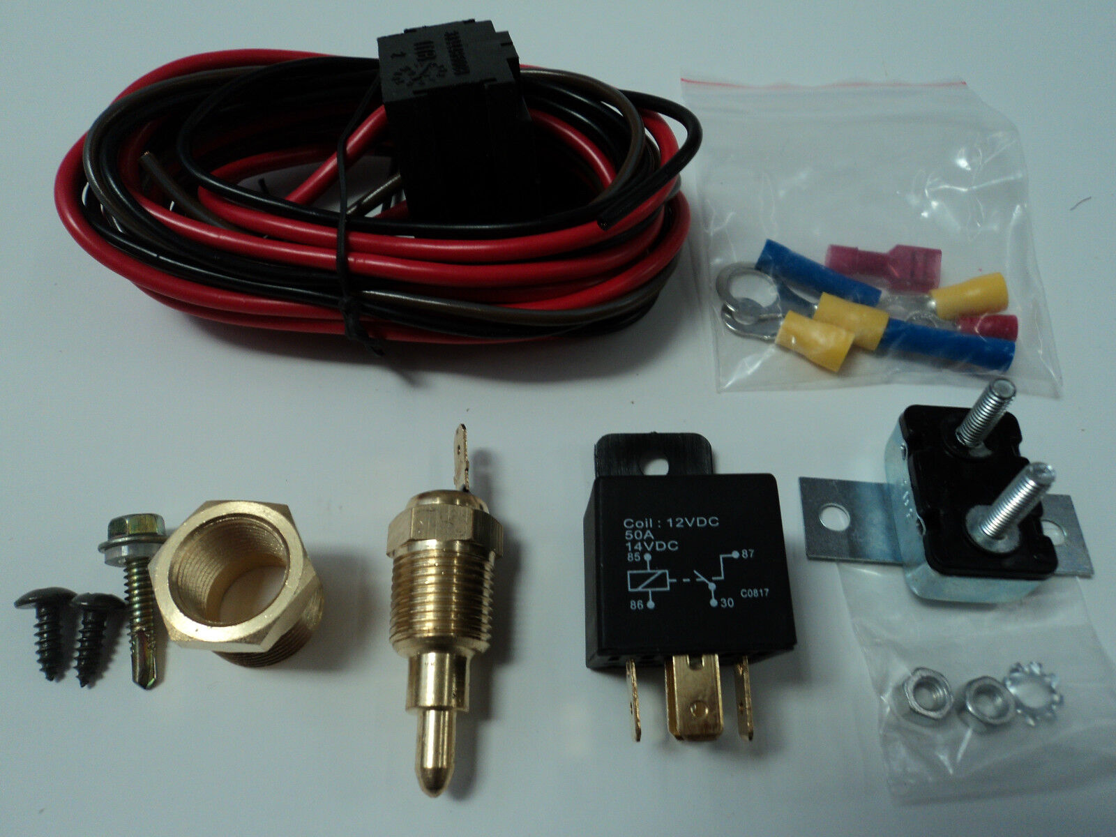 Electric Fan Wiring Install Kit Complete Thermostat 50 Amp Relay 185° SBC BBC
