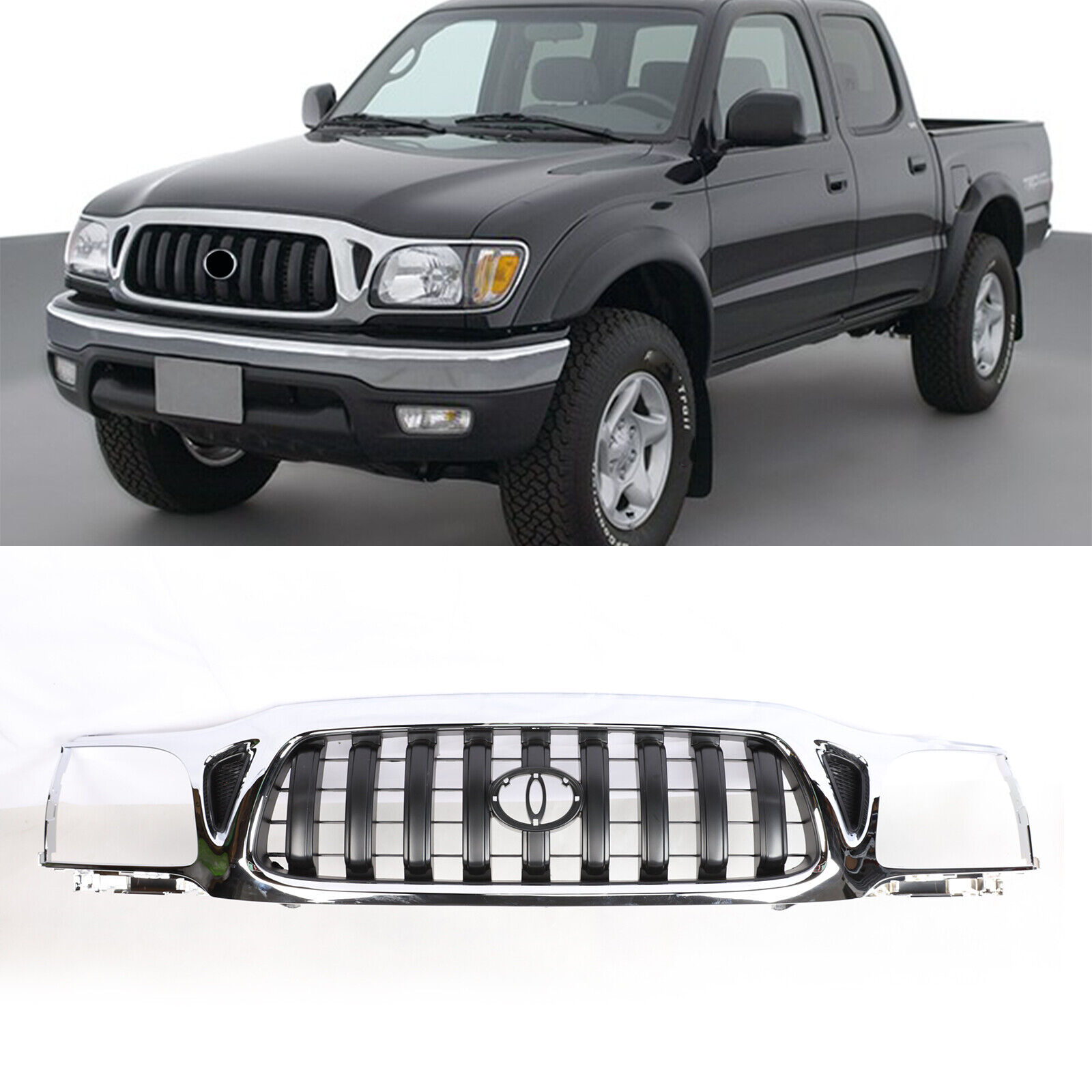 Chrome Front Bumper Grille For Toyota Tacoma 2001 2002 2003 2004 Grill Lower