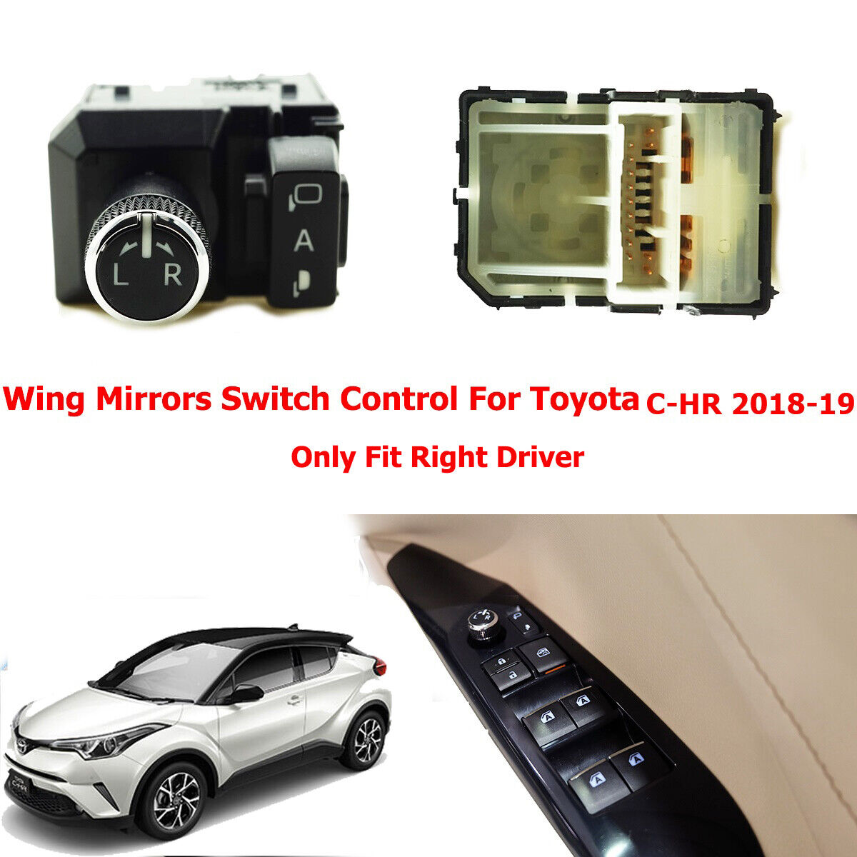 GENUINE PART TOYOTA C-HR 2018-19 WING MIRROR SWITCH FOR RIGHT DRIVER