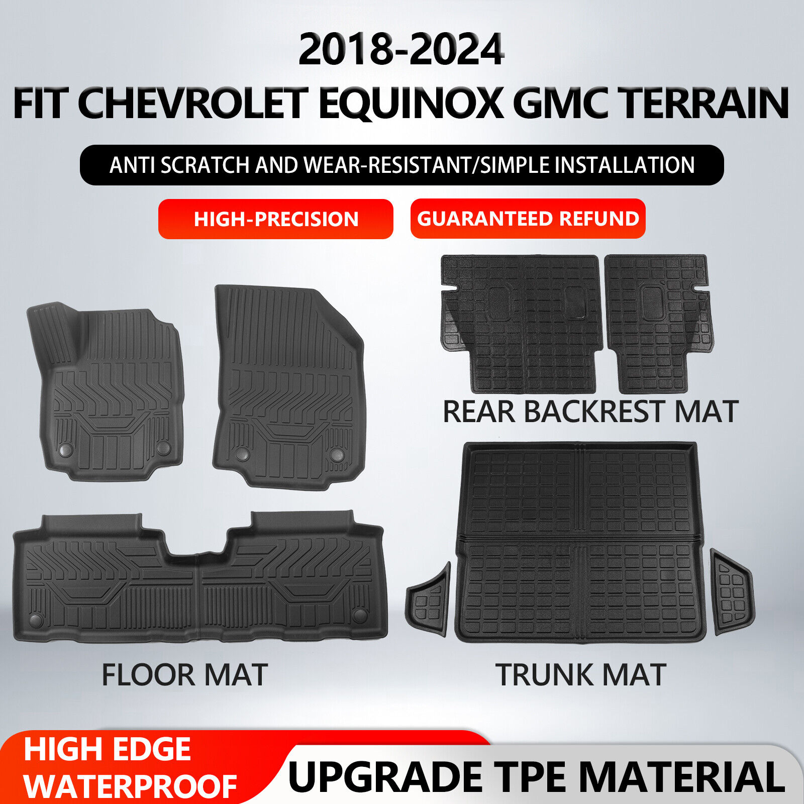 For 2018~2024 Chevrolet Equinox GMC Terrain Cargo Mats Floor Mats Trunk Liners