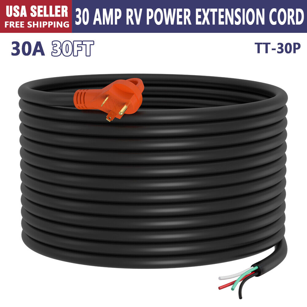 30' RV 50Amp Or 30Amp Heavy Duty Replacement Power Extension Cord Male Only New
