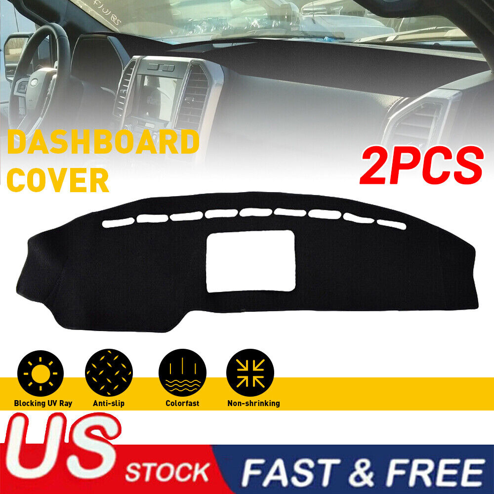 2PCS Dashboard Cover Dashmat Dash Anti-Sun Mat Pad Cover For Ford F150 2009-2014