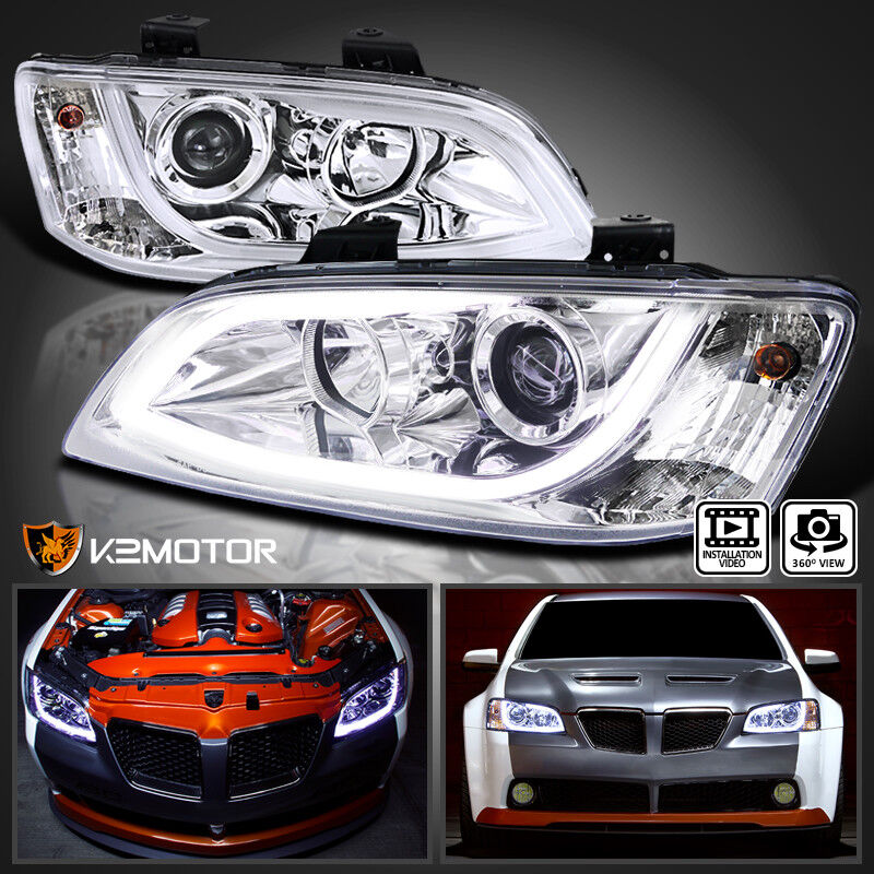 For 2008-2009 Pontiac G8 LED DRL Bar Projector Headlights Lamps Left+Right