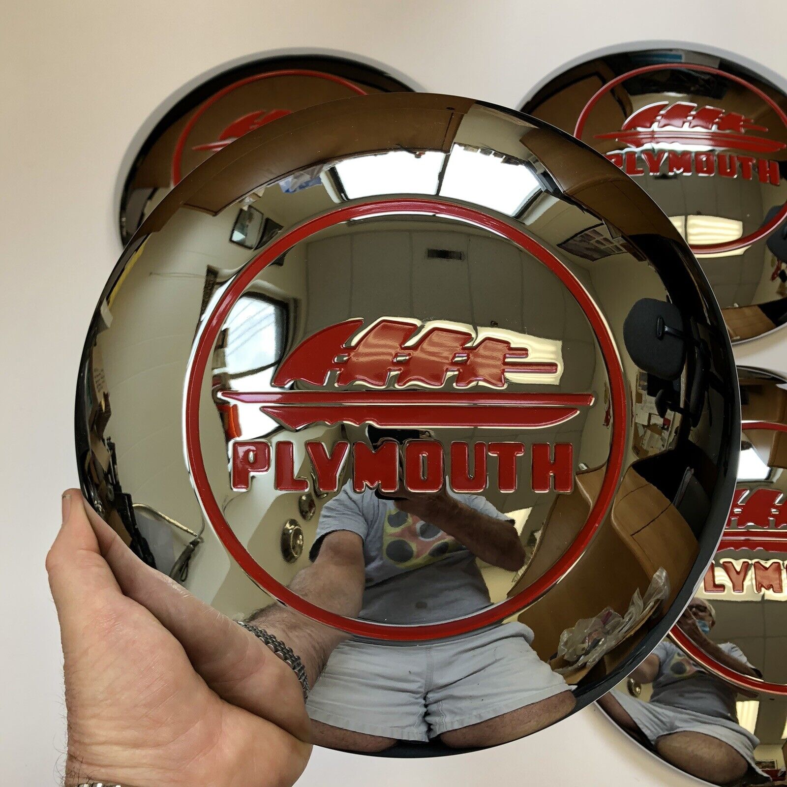 1946 1947 1948 Plymouth Hubcaps, Gorgeous Reproduction Set of Four