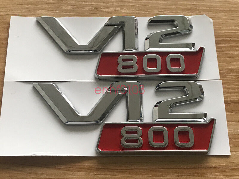 V12 800 Emblem Style Red Chrome Fender Logo Badge AMG Mercedes W463 W464 W222