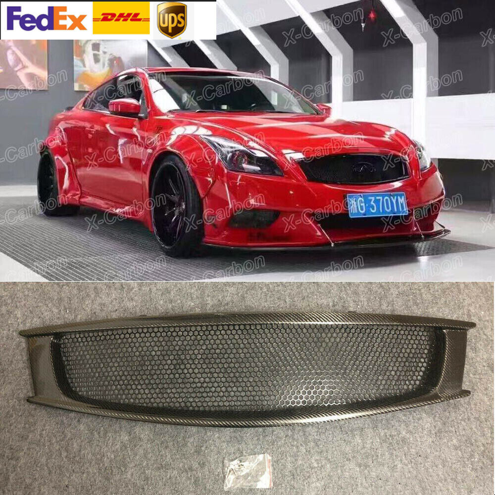 Carbon Fiber Front Mesh Grill Grille for 2008-2013 Infiniti G37 Coupe Type AC