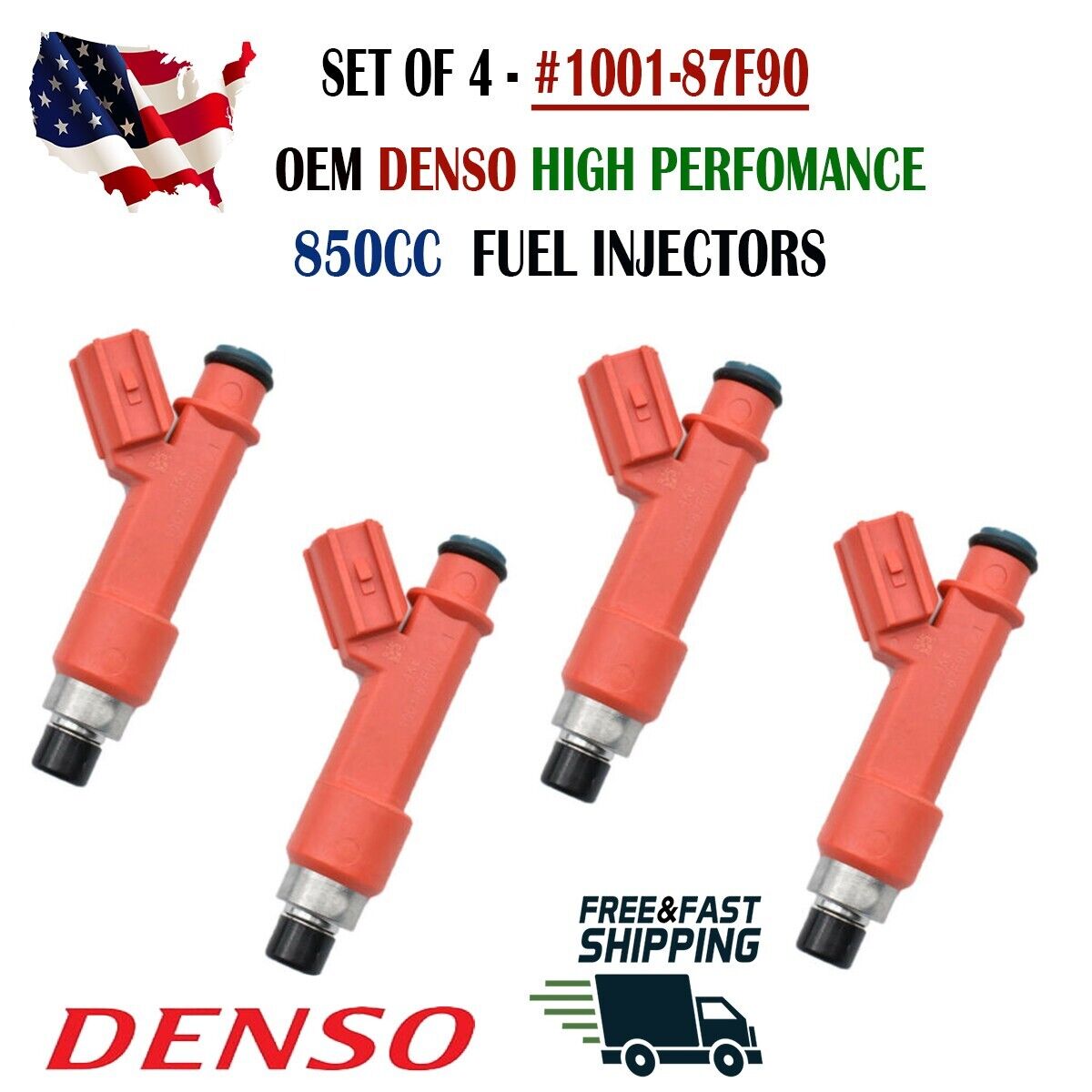 OEM Denso x4 HIGH PERFOMANCE FUEL INJECTORS for the 1ZZ and 2ZZ 850CC 1001-87F90