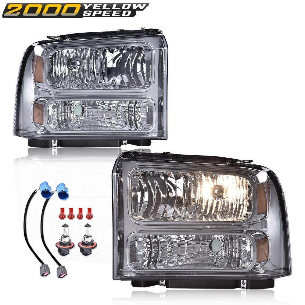 Fit For 99-04 F250 F350 Ford Super Duty Excursion Smoke Conversion Headlights 