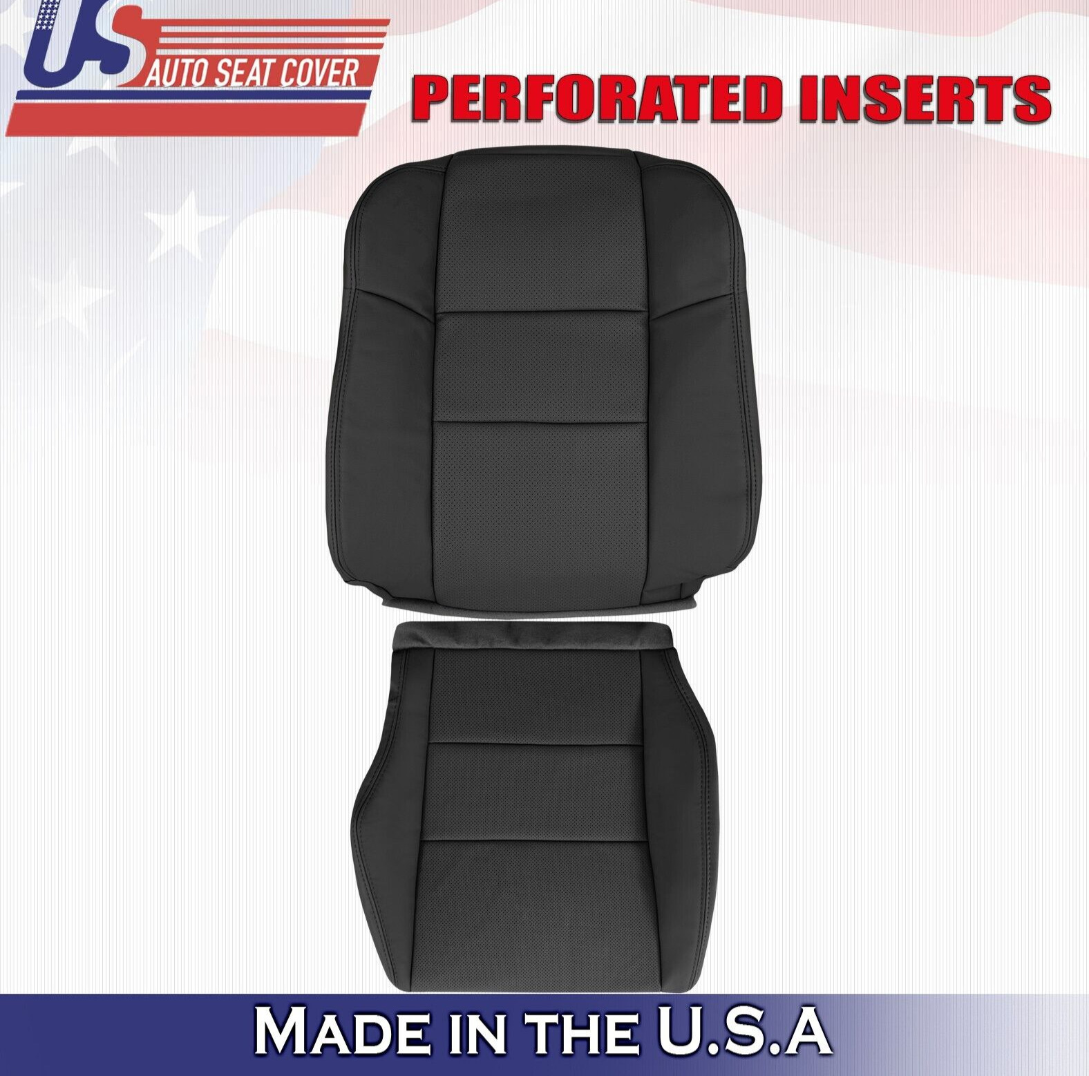 2011 2012 For Acura RDX Driver Top Bottom Synthetic Perf Leather Seat Covers BLK
