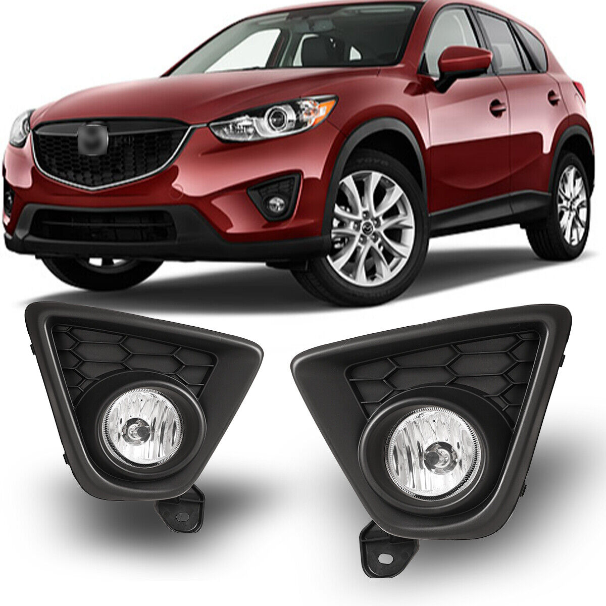 Pair Fog Lights For 2013-2016 Mazda CX-5 Driving Bumper Lamps w/Wiring+Switch