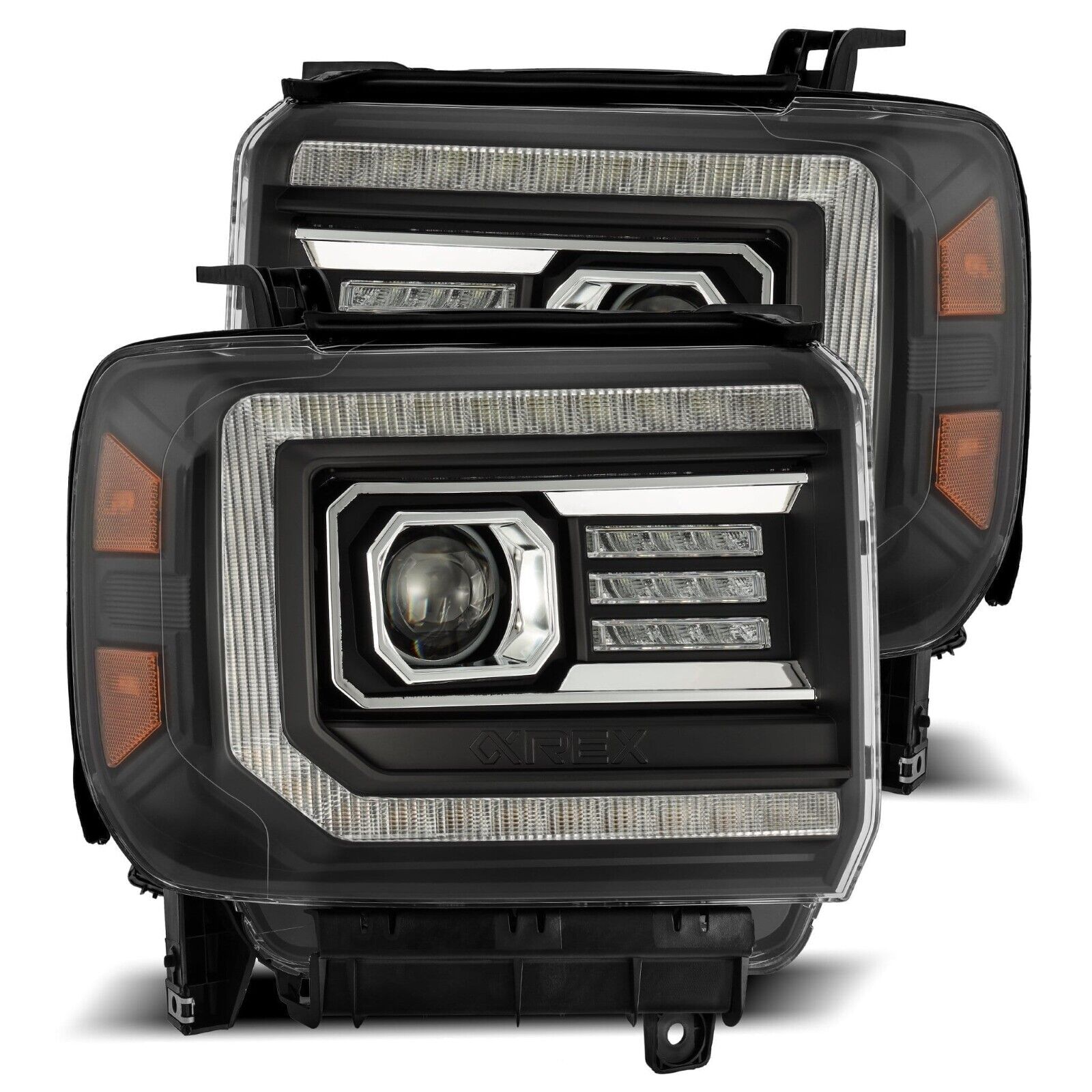 For 15-18 GMC Sierra 1500 2500 AlphaRex LUXX Black LED Projector Headlight Lamp