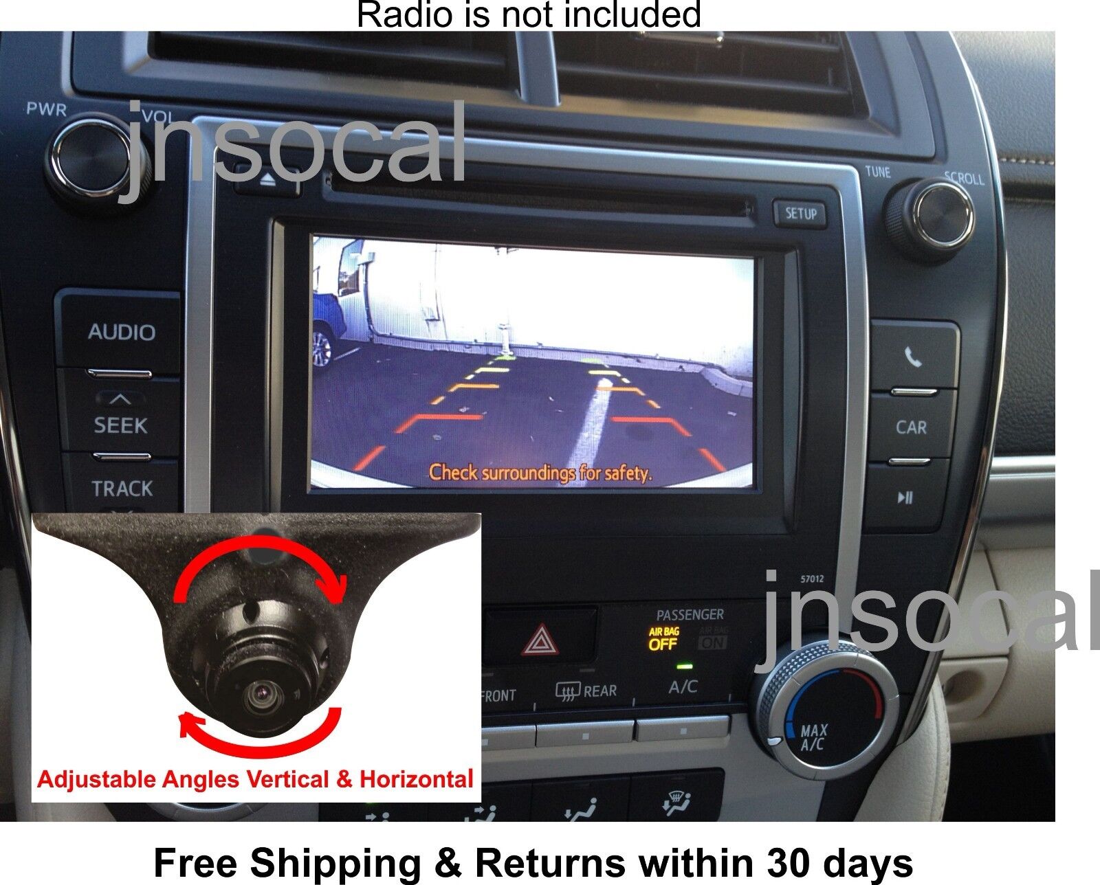 Backup Camera Kit For Toyota Camry, Prius, Rav4, Corolla 2012, 2013, 2014 