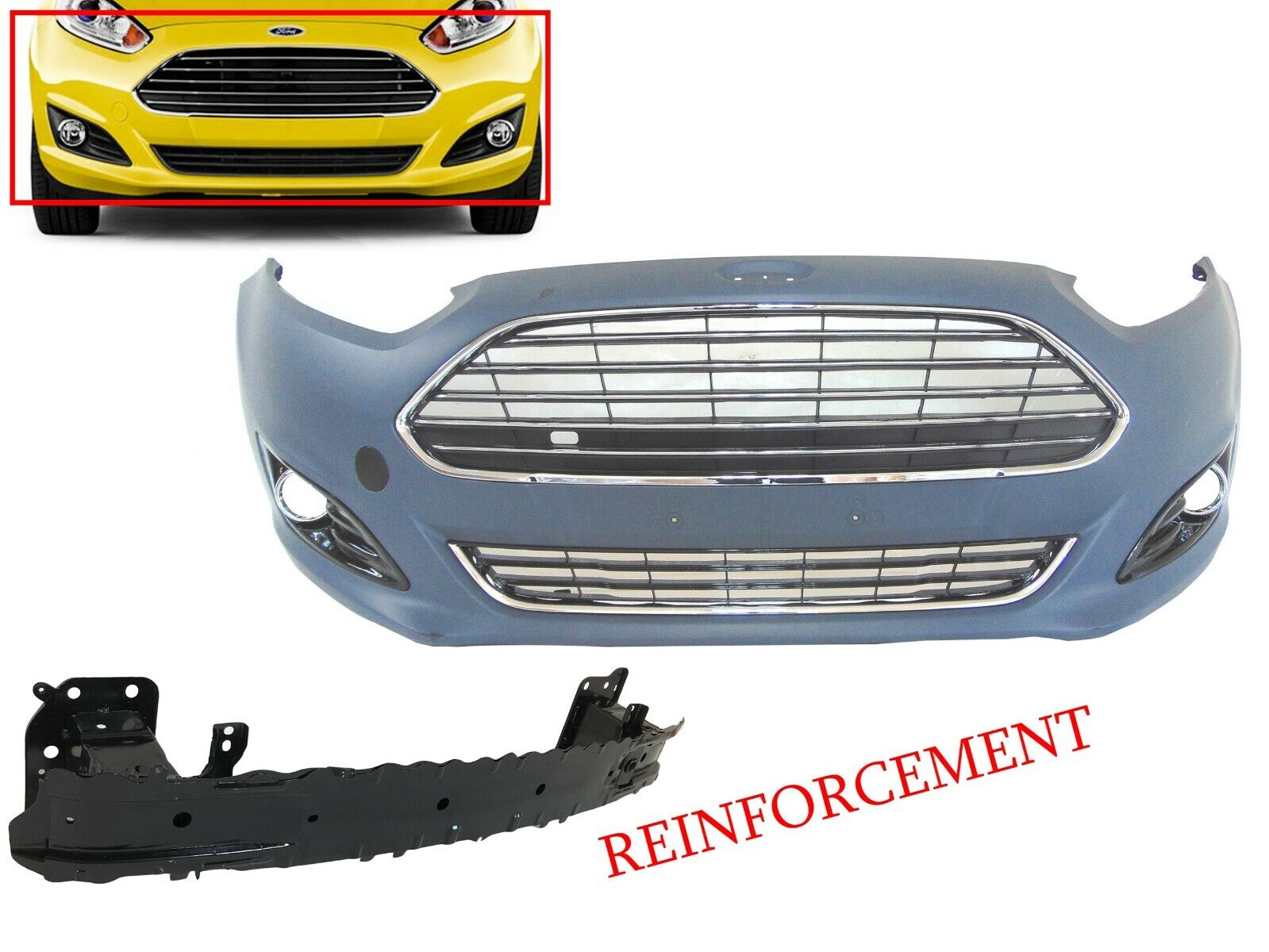 For 2014-2019 Ford Fiesta Front Bumper Grille Fog Cover Reinforcement Assembly