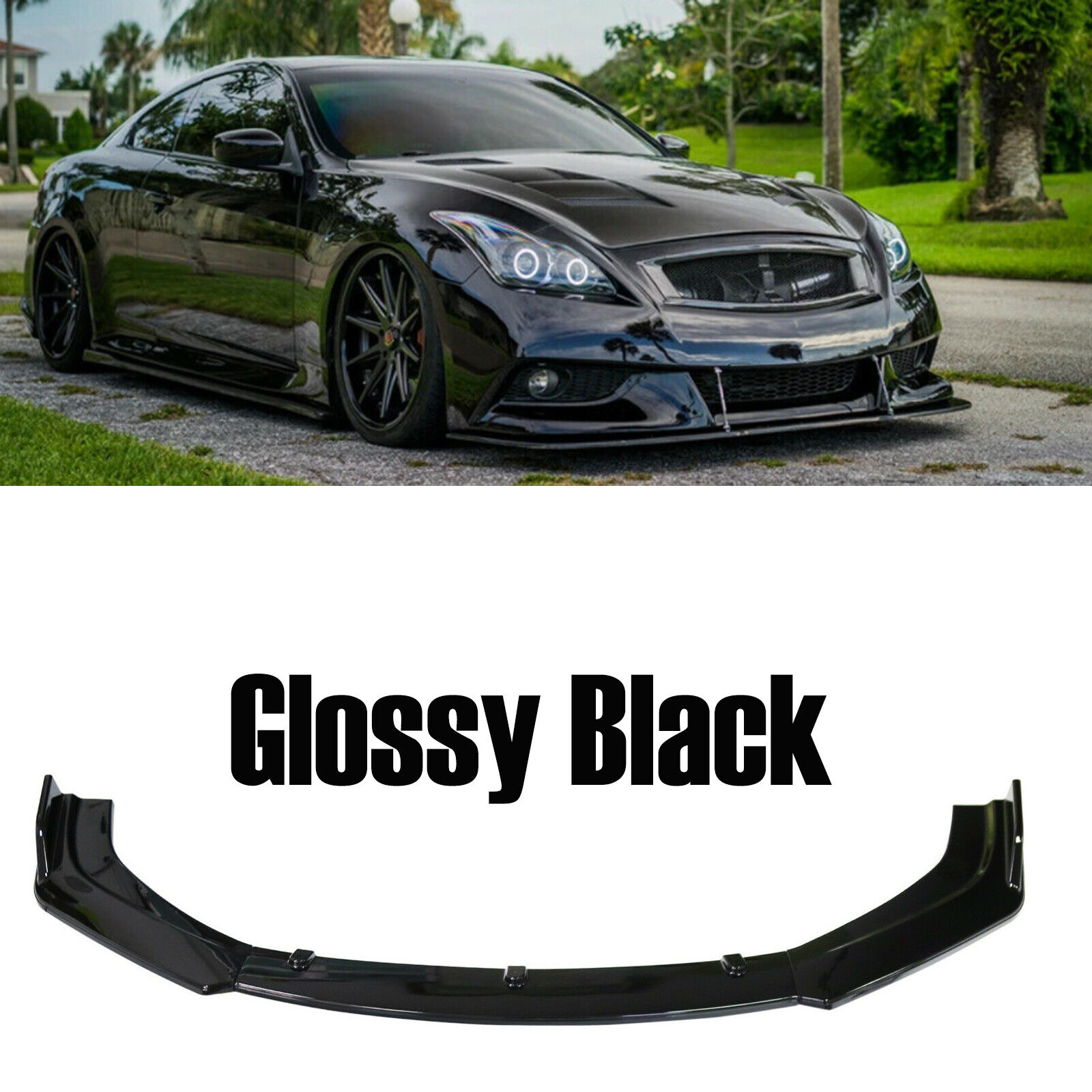 For Infiniti G37 Coupe Sedan Front Splitter Bumper Lip Spoiler Glossy Black
