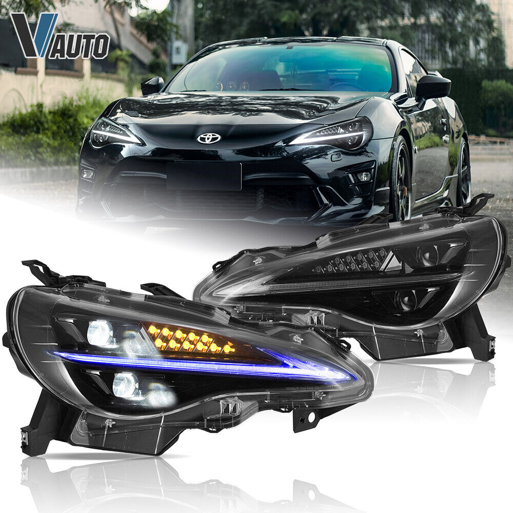 VLAND Full LED Headlight For Toyota 86 Subaru BRZ Scion FR-S Sequential Blue DRL
