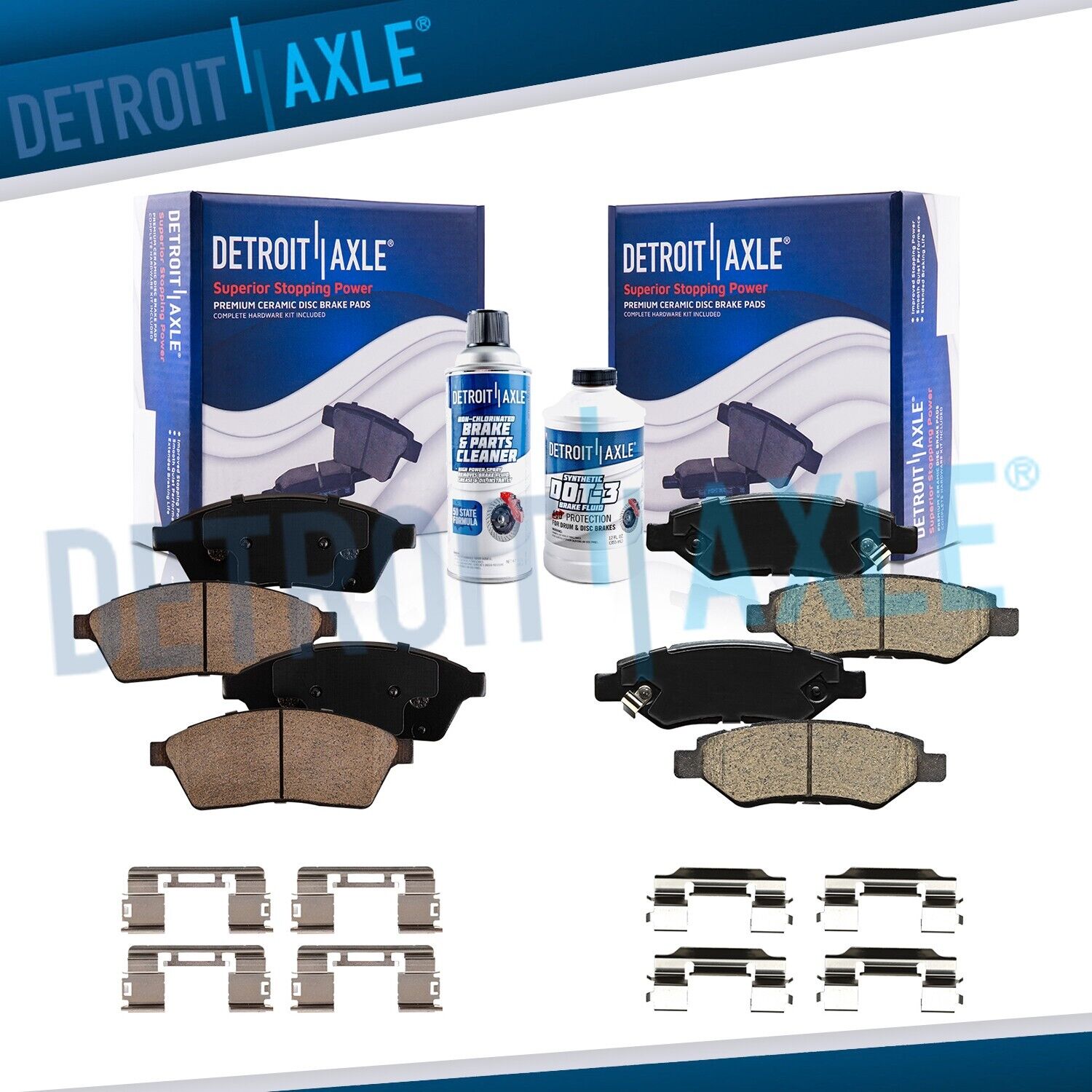 Front and Rear Ceramic Brake Pad Kit with Hardware for 2010-2016 Cadillac SRX