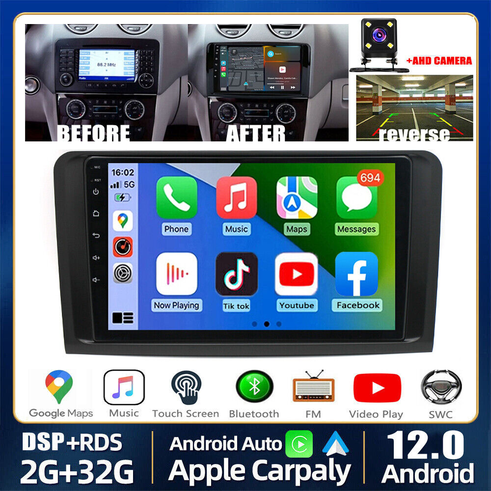 2G+32G Carplay For Mercedes Benz ML GL Android 12 Car Radio Stereo GPS Navi