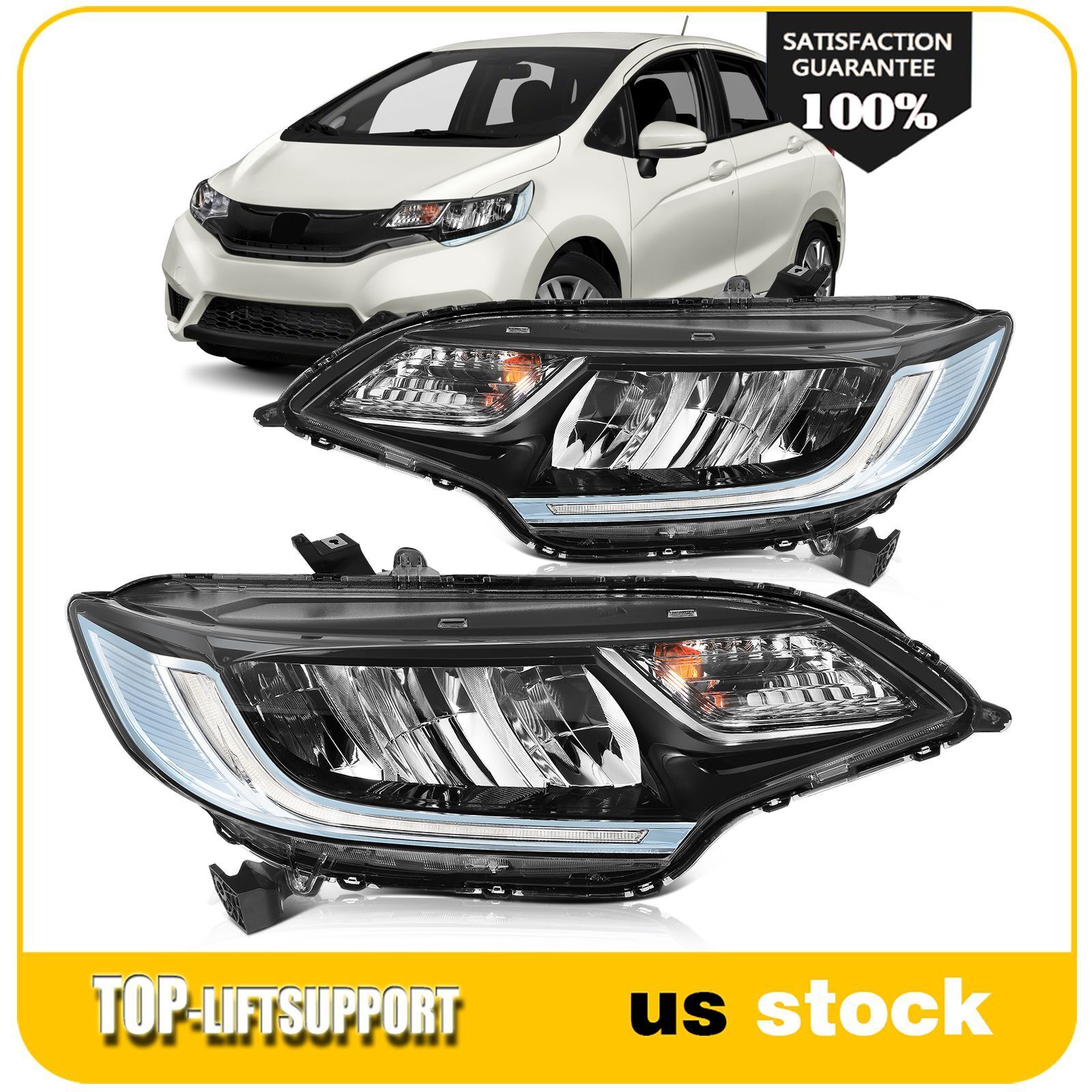 For 2014-2020 Honda FIT Headlights LED Lamps Front Factory Style One Pair Light