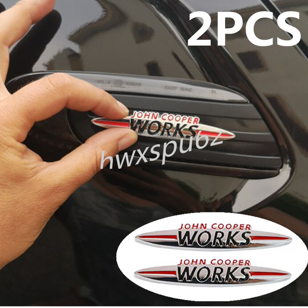2X Silver JOHN COOPER WORKS 90mm Rear Trunk Badge Emblem Sticker for Mini Cooper