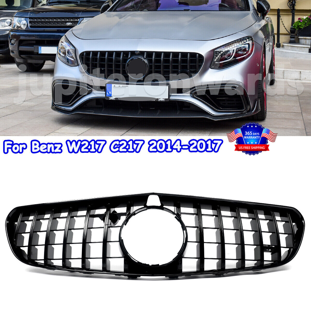 For 2014-2017 Benz W217 C217 S63 S65 AMG Coupe Convertible Gloss Black GT Grille