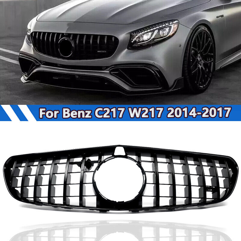 Gloss Black For Mercedes-Benz C217 S63/S65 AMG Coupe 2014-17 Front Bumper Grille