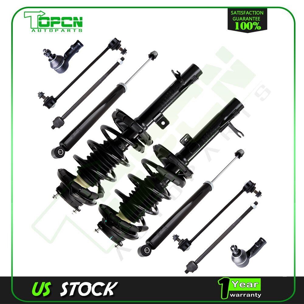 For Ford Focus 2000-2005 10Pc Front Rear Suspension Shock Tie Rod Sway Bar Link