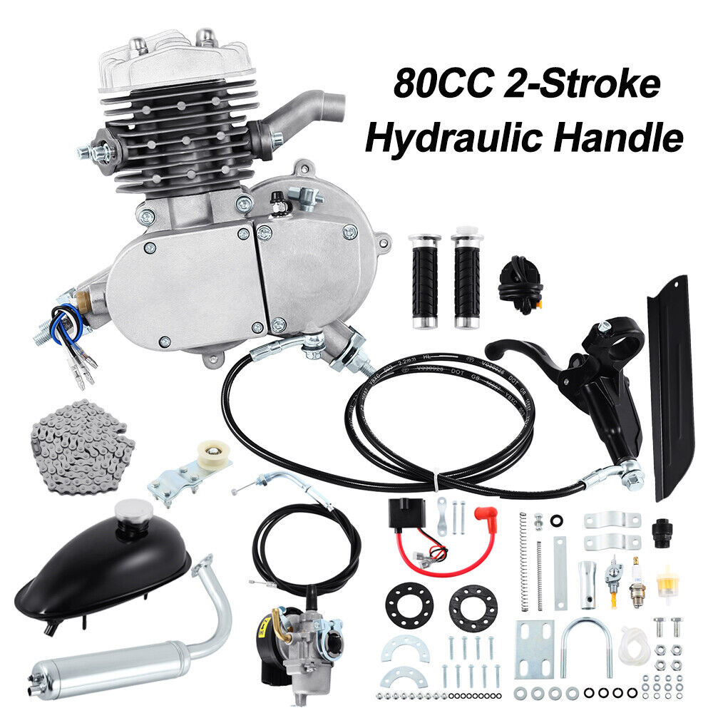 Hydraulic 80CC 2 Stroke Gas Petrol Engine Motor Kit Set Motorized Bike Bicycle