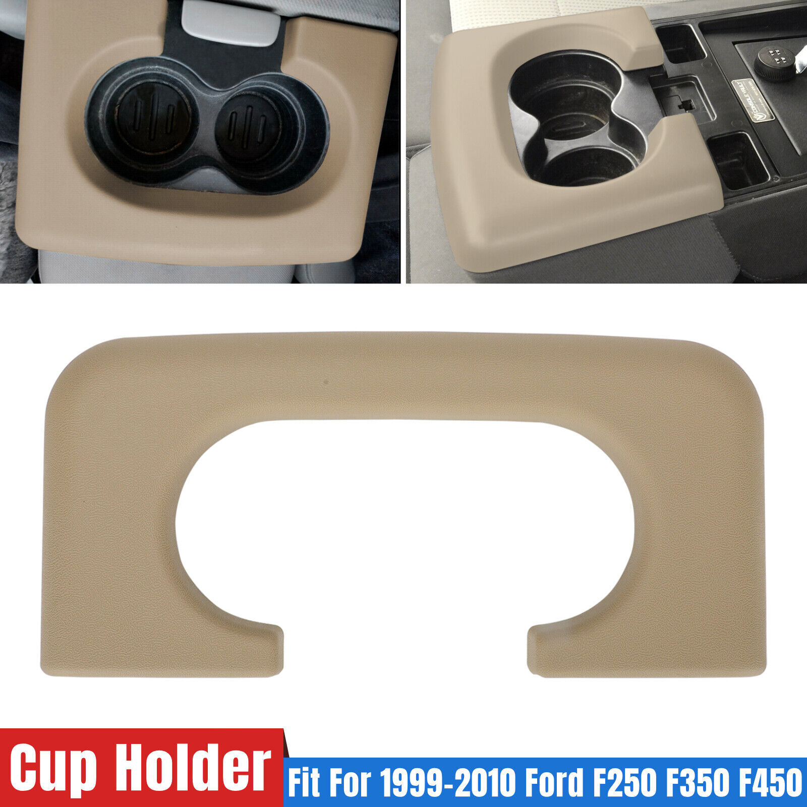 Center Console Cup Holder Armrest Pad Replacement Beige For Ford F250 F350 F450