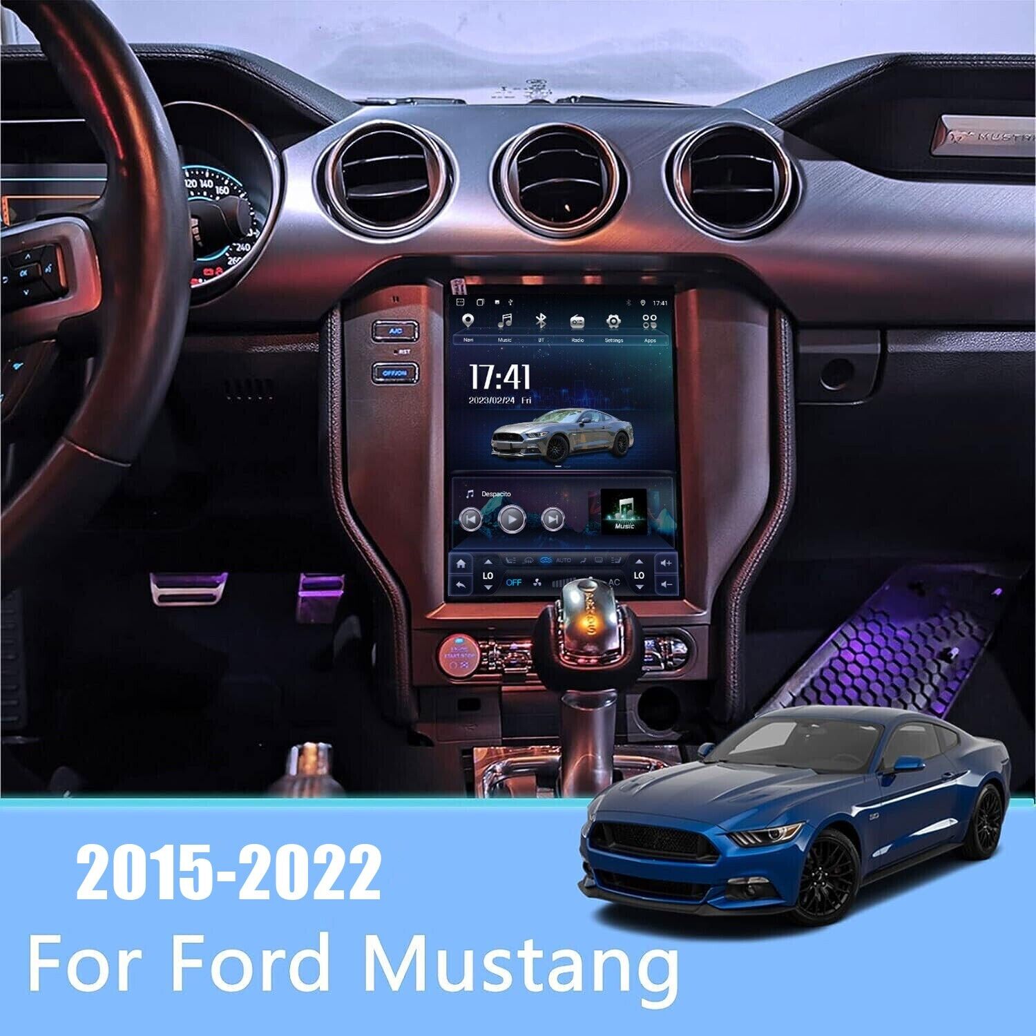 Android Car Radio Stereo Carplay GPS Navi Head Unit for Ford Mustang 2015-2022