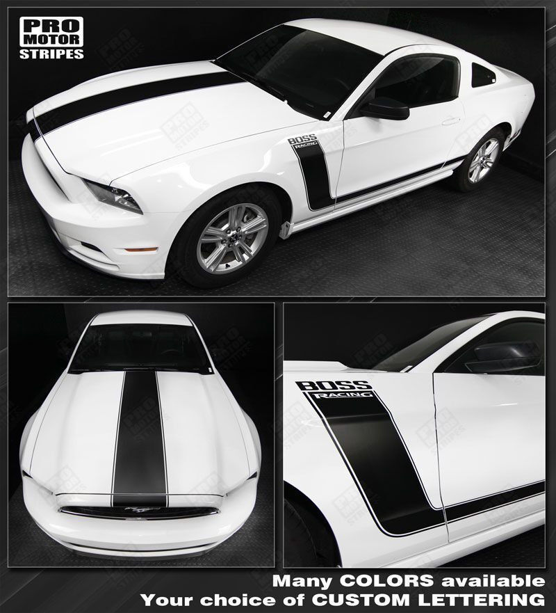Ford Mustang 2005-2021 BOSS 302 Style Hood & Side Stripes Decals (Choose Color)