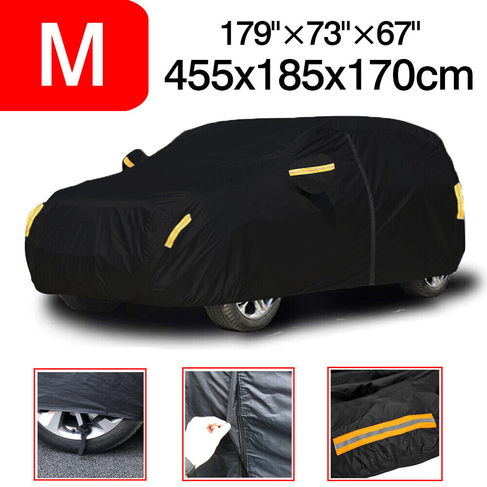 15ft-17ft Heavy Duty Waterproof Full Car Cover Universal SUV Reflective Tape US