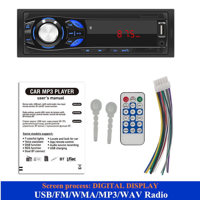 Car 12v 4-Channel Digital Bluetooth Audio USB/FM/WMA/MP3/WAV Radio Stereo Player