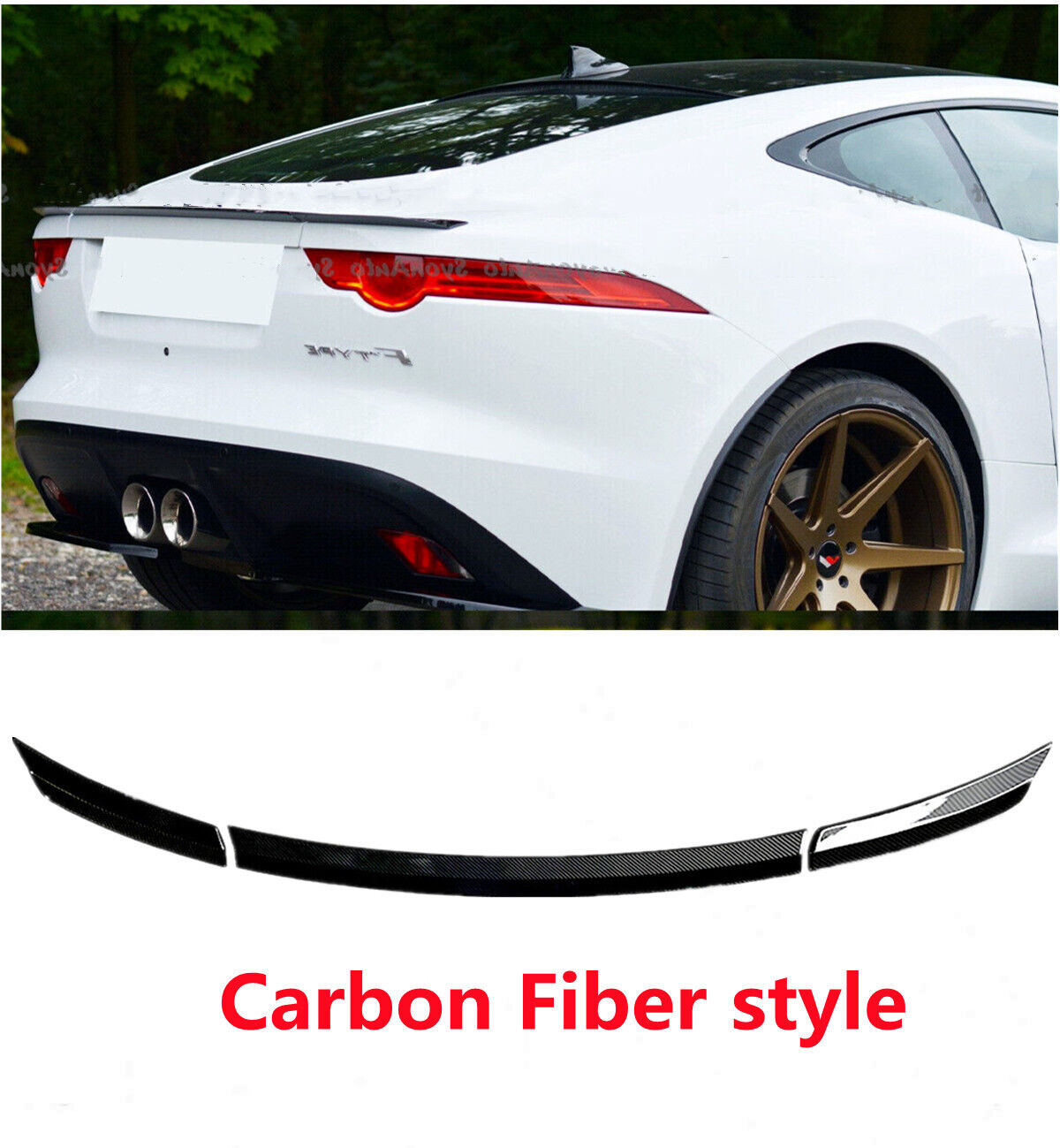 Carbon Fiber style For 13-17 Jaguar F Type 3 Parts Rear Duckbill Spoiler Wing