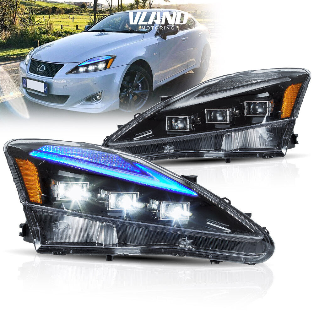 Amber VLAND LED Headlights For 2006-2013 Lexus IS 250 350 ISF Projector Headlamp
