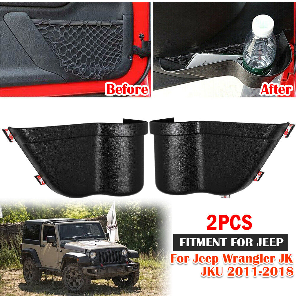For Jeep Wrangler JK JKU 2011-18 Front Door Pocket Storage Organizer Box ABS