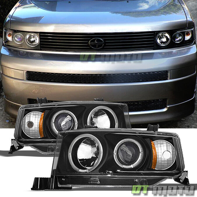 Black 2004 2005 2006 Scion Xb LED Halo Projector Headlights Headlamps Left+Right