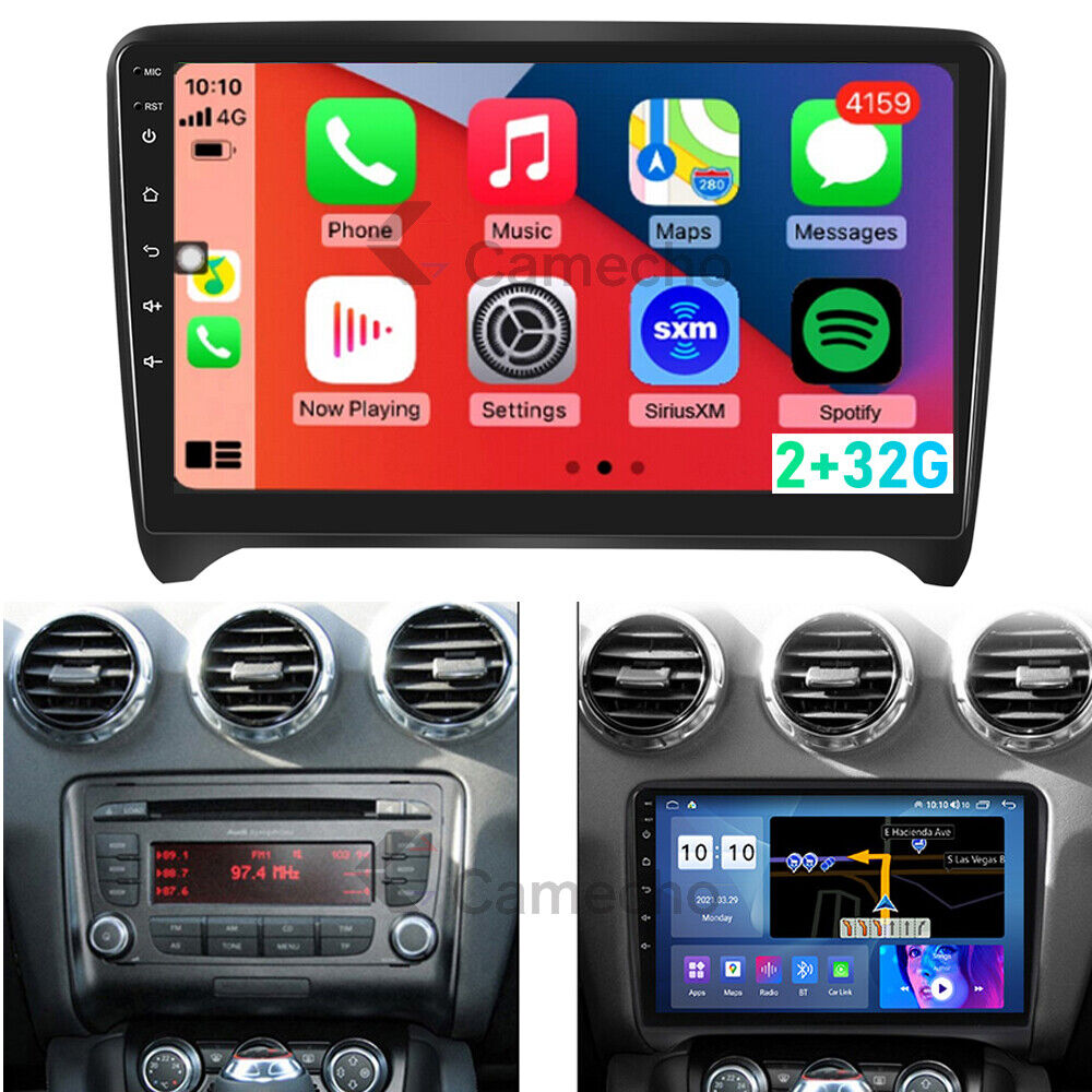 Carplay Android 12 Car Radio GPS Navi Stereo Bluetooth For Audi TT MK2 2008-2014