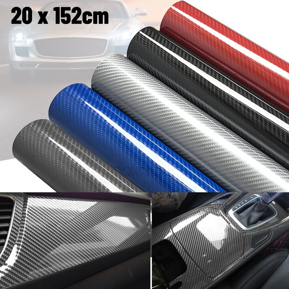 6D Car Interior Wrap Sticker Glossy Carbon Fiber Vinyl Film Car Auto Accessories