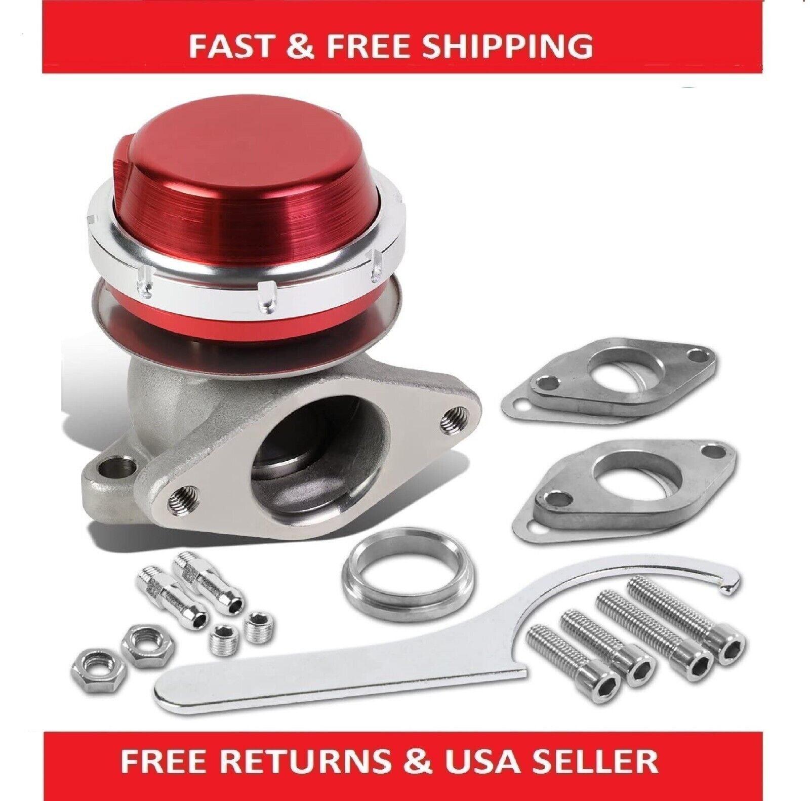 35MM/38MM TURBO CHARGER MANIFOLD RED 20PSI COMPACT 2-BOLT EXTERNAL WASTEGATE KIT