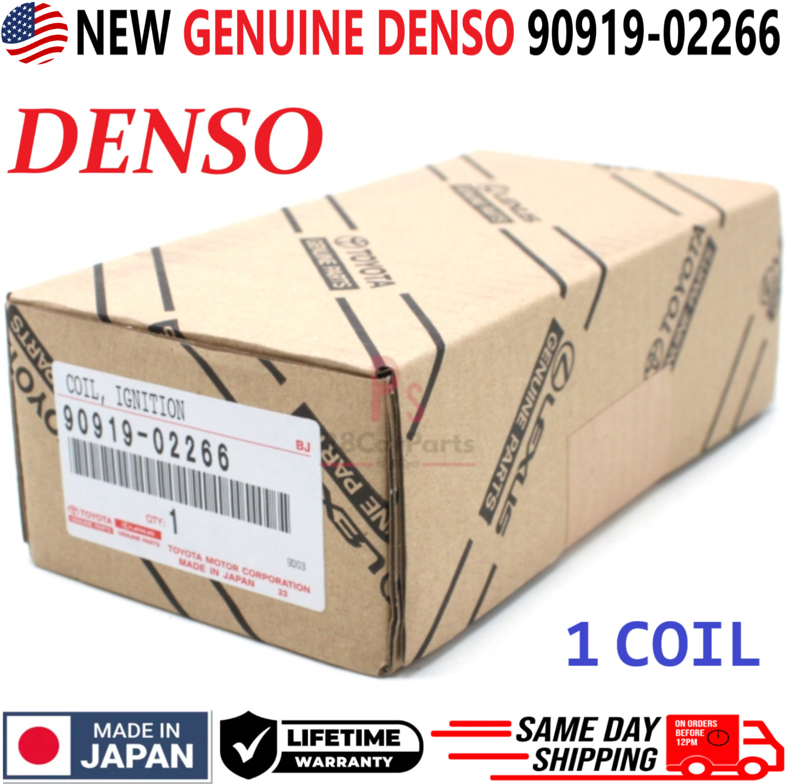 NEW OEM DENSO x1 Ignition Coil For 2001-2012 Toyota Lexus Scion I4, 90919-02266