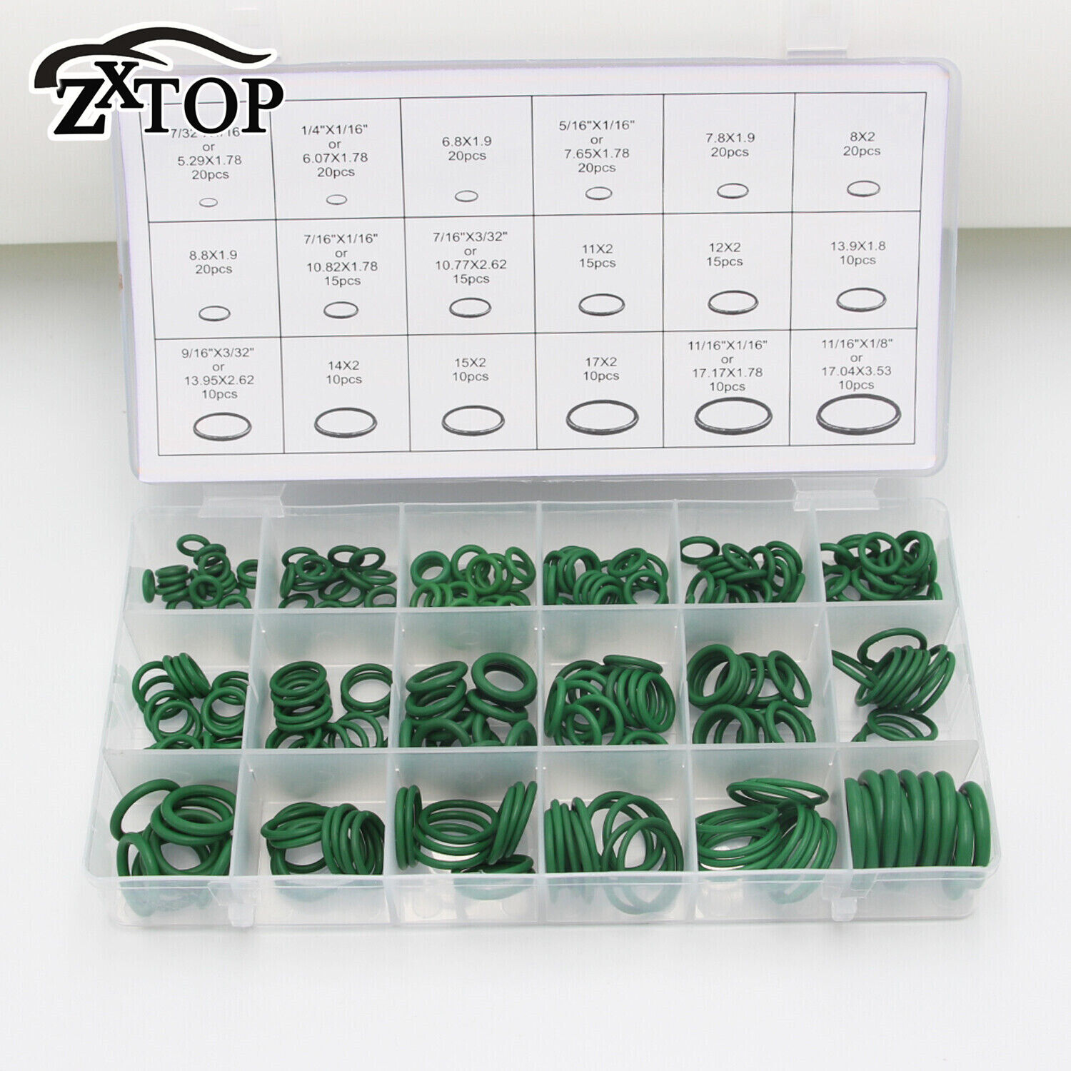 270X Green HNBR O-Rings Assortment Kit For A/C Compressor 18 Sizes