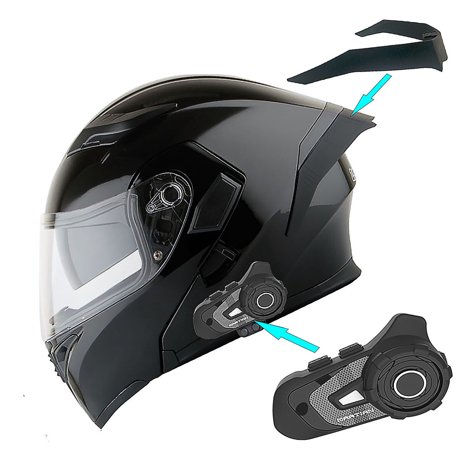 1Storm Motorcycle Full Face Dual Visor Helmet HB89 + Spoiler + Bluetooth Headset